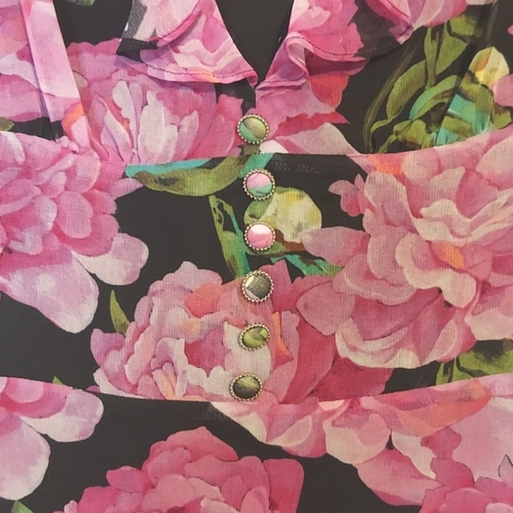 The Kooples Floral Print Short Sleeve Frilly Dress with Ruffle Details Size S/M - Picture 4 of 16